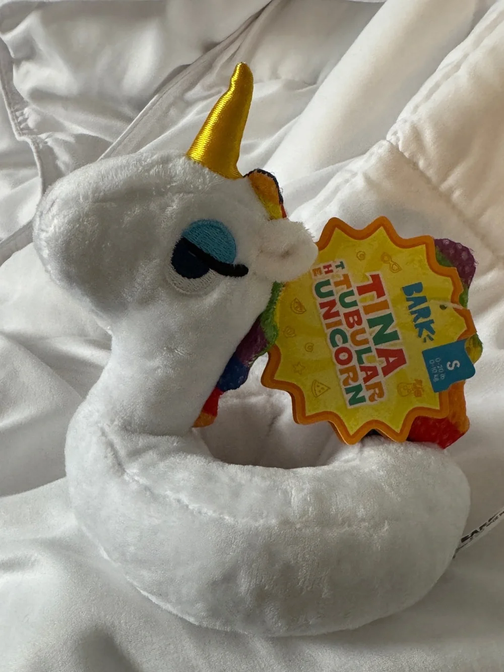 Bark ‘Tina The Tubular Unicorn’ White Unicorn Plush Dog Toy